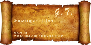 Genzinger Tibor névjegykártya